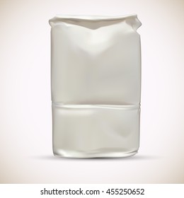 Blank wheat flour paper packaging bag vector template.