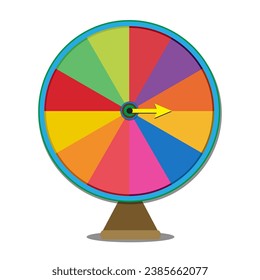 Blank wheel of fortune 12 slots icon. Clipart image isolated on white background. Board game color spinner. Colorful wheel of fortune. vector. spinner wheel.