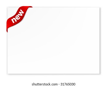 blank white advertisement billboard with label ribbon