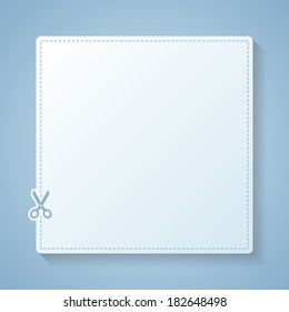 Blank white advertising coupon cut from sheet of paper. Vector eps 10.