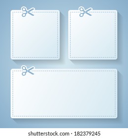 Blank white advertising coupon. Blank paper banners isolated on background.