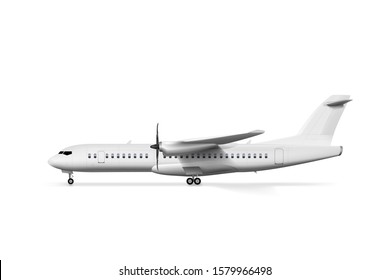 Blank White Airplane Or Airliner Side View For Branding. EPS10 Vector