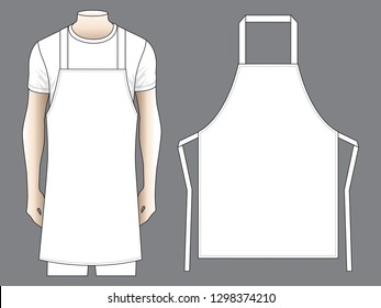 Blank White Apron Pattern Template on Gray Background, Vector File.