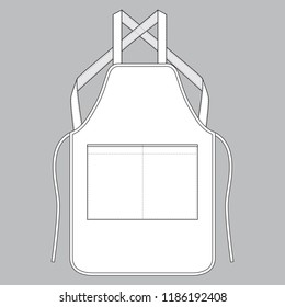 Blank White Apron with Pocket Template on Gray Background, Vector File