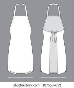 Blank white apron for template on gray background.Front and back view, vector file.