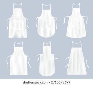 Blank white aprons set. Chef outfit uniform.  Mockup of restaurant kitchen apron. 