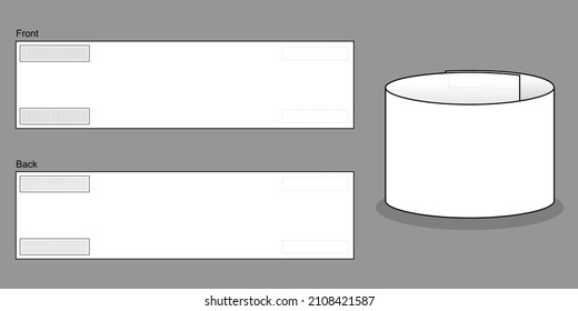 Blank White Armband Captain Pattern Template on Gray Background.Front and Back View, Vector File.