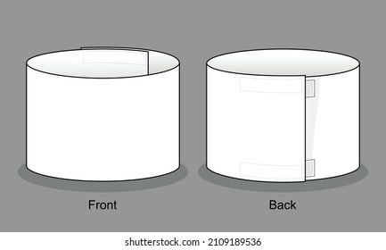 Blank White Armband Captain Template on Gray Background.
Front and Back View, Vector File.