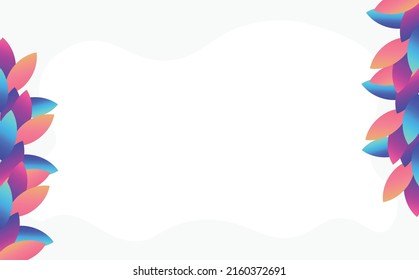 Blank white background with colorful gradient leaves as a frame. Background with copyspace and decoration. Suitable for card, cover, backdrop, presentation, and editable design template.