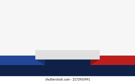 Blank White Background With French Flag Ribbon