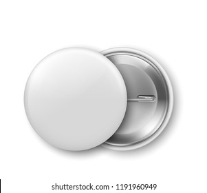 Blank White Badge, Pin. Vector Illustration