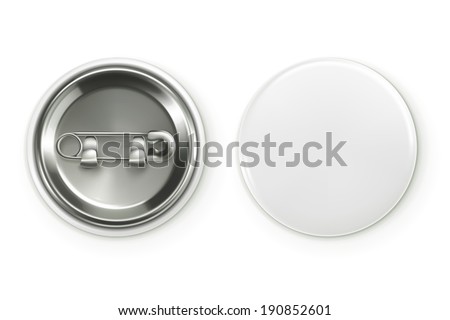 Blank white badge, vector realistic illustration