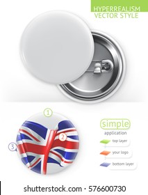 Blank white badges, Hyperrealism vector style simple application