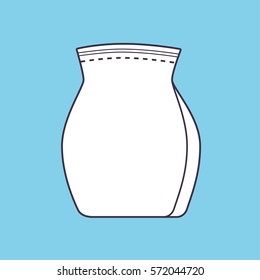 Blank white bag package template for pet food or dry cleaning chemical products.