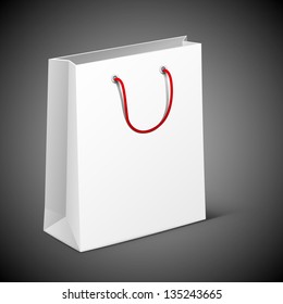 Bolsa blanca en blanco y mango rojo
