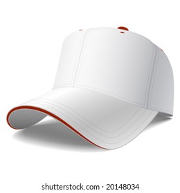 Blank White Baseball Cap. Vector.