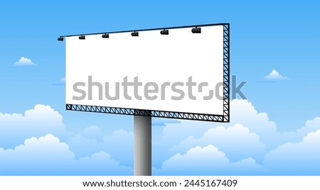 blank white billboard on the blue sky background 