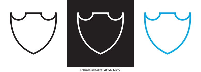 Blank ,white, blue, American route shield  icon. Road sign, highway sign,  road marker symbol.  Isolated on white and black background. Vector illustration. EPS 10