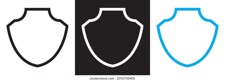 Blank ,white, blue, American route shield  icon. Road sign, highway sign,  road marker symbol.  Isolated on white and black background. Vector illustration. EPS 10