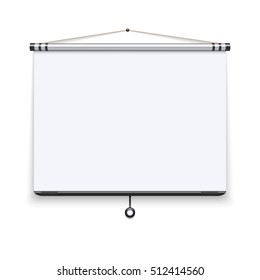 Blank white board, meeting projector screen, presentation display vector illustration