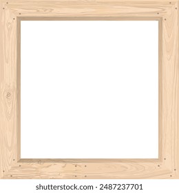 Tablero blanco en blanco con marco de madera encalado gráfico de forma cuadrada ilustrado. Fondo blanco de pizarra de madera cortada para el menú o cualquier mensaje.