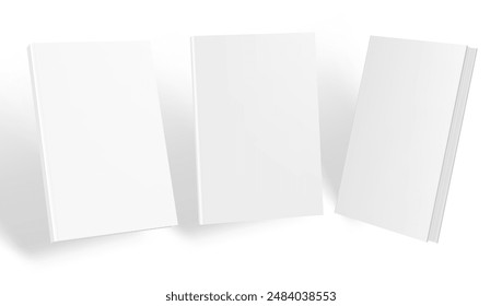 Blank White Book Cover With Shadows For Branding. EPS10 Vector