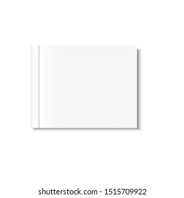 blank white book with shadow isolated on white background. White hard book cover mockup 