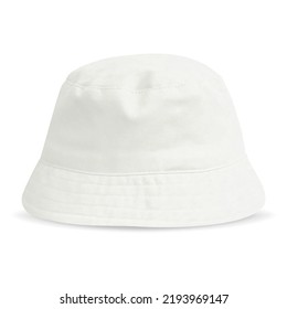 Blank white bucket hat mockup, profile view, Empty textile protection panama or fullcap for hunting mock up.