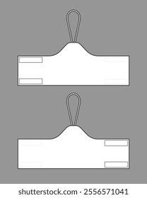 Blank White Captain Armband Pattern for Vertical Emphasis Template on Gray Background. Front and Back Views, Vector File.