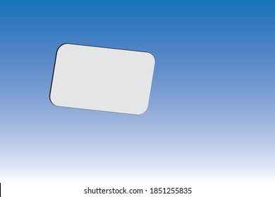blank white card mockup with rounded corners on blue sky background. Plain call-card mock up template . Plastic credit namecard display front. Check offset card design. Business branding. 