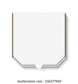 Blank white cardboard pizza box for your design. Vector.