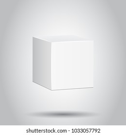 Blank white carton 3d box icon. Vector illustration on isolated background. Business concept box package mockup pictogram.