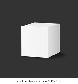 Blank white carton 3d box icon. Box package mockup vector illustration.