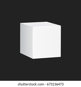 Blank white carton 3d box icon. Box package mockup vector illustration.