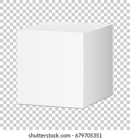 Blank white carton 3d box icon. Box package mockup vector illustration.