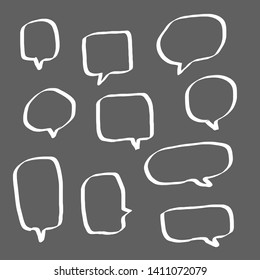 blank white cartoon speech bubbles frame set on dark grey background. vector illustration
