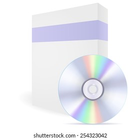Blank white CD box with compact disc- vector drawing isolated on white background