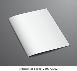 Blank White Closed Brochure Magazine, Isolated on Dark Background