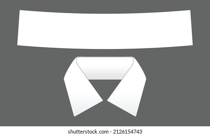 Blank white collar shirt pattern template on gray background, vector file.