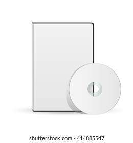 Blank white compact disk with cover mock up template. Vector illustration