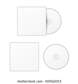 Blank white compact disk with cover mock up template isolated on white