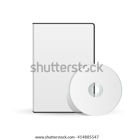 Blank white compact disk with cover mock up template. Vector illustration