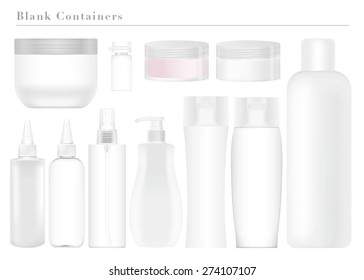 Blank White Containers Collection on White Background
