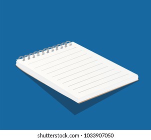 Blank white copybook template. 3d illustration of a notebook