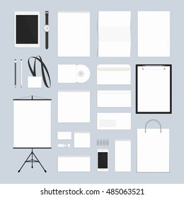 Blank white corporate identity template set. Big set of business stationery for your design layouts. Universal branding design elements. Documentation for business. 