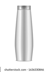 Blank white cosmetic bottle, realistic mockup. Shampoo, shower gel, body cream or other beauty product plastic packaging, vector mock-up.