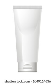 Blank white cosmetic tube pack. Here can be creams, toothpaste, gel, sauce, paint, glue, ointments, lotions, medicines. Vector illustration, EPS10.