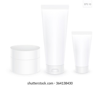 Blank White cosmetic tube pack Of Cream Or Gel. Ready for your package design. isolated on white background