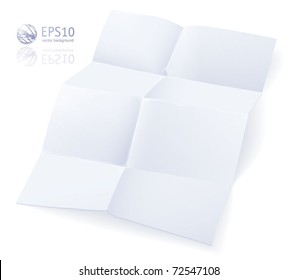 Blank white crumpled paper on white background. Vector.