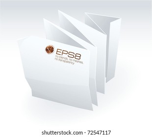 Blank white crumpled paper on white background. Vector.